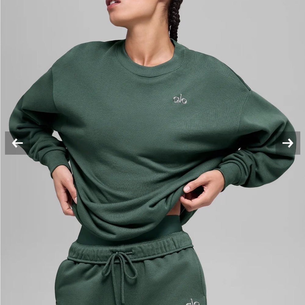 ALO Yoga Accolade Crew Neck Pullover XL Limited: Clover Green NWT
